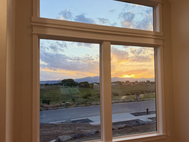 Sunset view through the great room windows