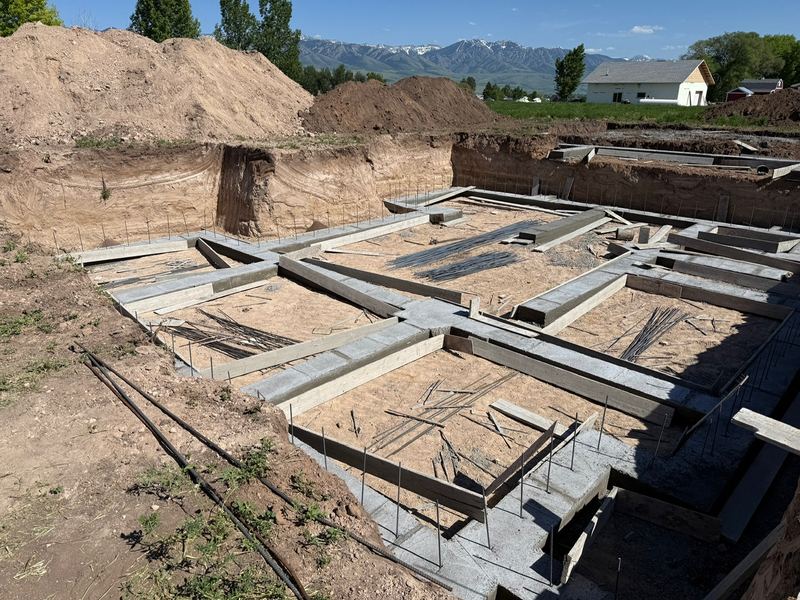 Footings formed and set for a new foundation