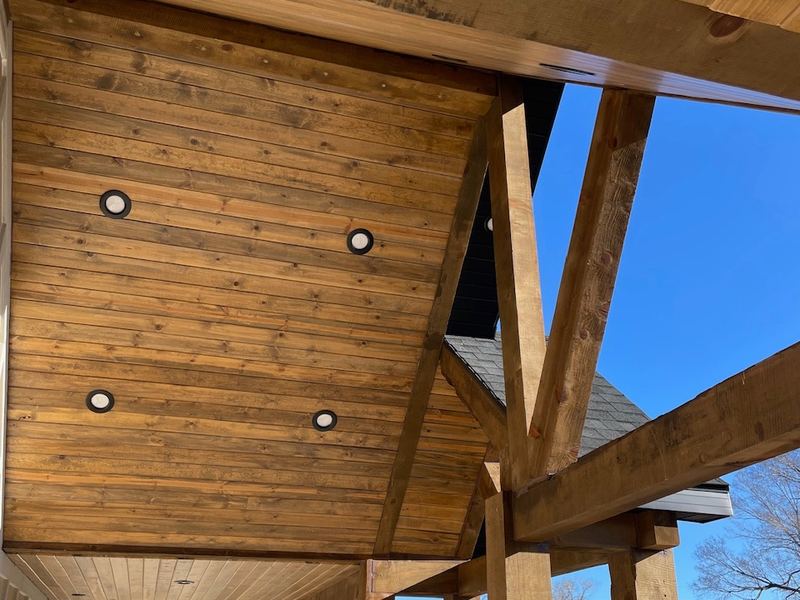 Timber porch ceiling on a Silver Spurs custom home